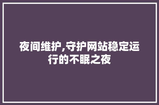 夜间维护,守护网站稳定运行的不眠之夜