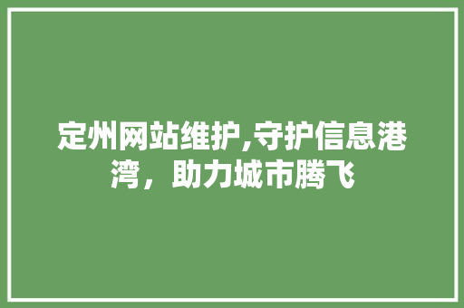 定州网站维护,守护信息港湾,助力城市腾飞 定州网站维护,守护信息港湾,助力城市腾飞