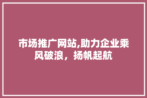 市场推广网站,助力企业乘风破浪，扬帆起航