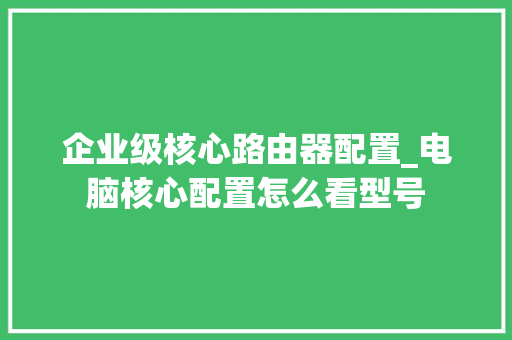 企业级核心路由器配置_电脑核心配置怎么看型号