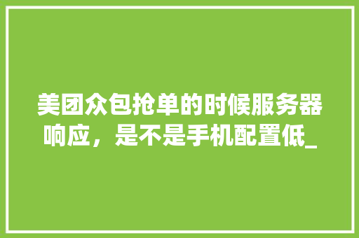 美团众包抢单的时候服务器响应，是不是手机配置低_怎么看美团电脑配置信息