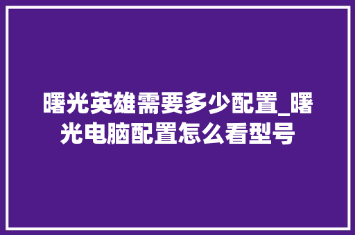 曙光英雄需要多少配置_曙光电脑配置怎么看型号