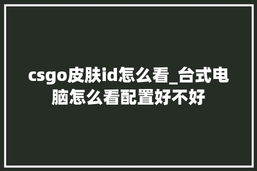 csgo皮肤id怎么看_台式电脑怎么看配置好不好