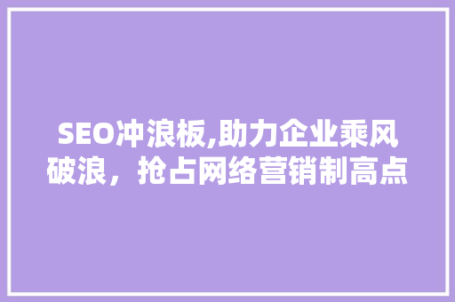 SEO冲浪板,助力企业乘风破浪，抢占网络营销制高点