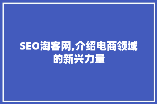 SEO淘客网,介绍电商领域的新兴力量