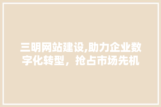 三明网站建设,助力企业数字化转型,抢占市场先机 三明网站建设,助力企业数字化转型,抢占市场先机