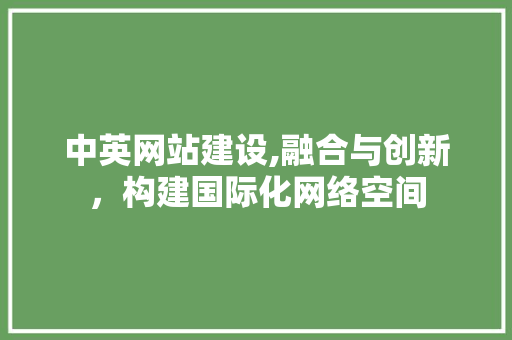 中英网站建设,融合与创新，构建国际化网络空间