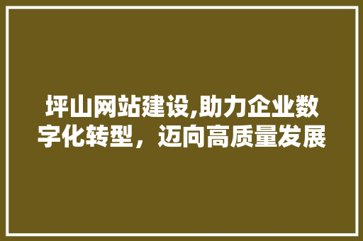 坪山网站建设,助力企业数字化转型，迈向高质量发展新里程