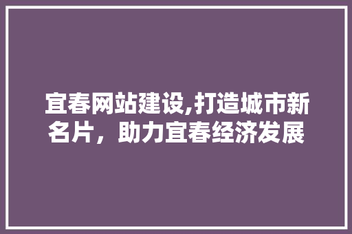 宜春网站建设,打造城市新名片,助力宜春经济发展 宜春网站建设,打造城市新名片,助力宜春经济发展