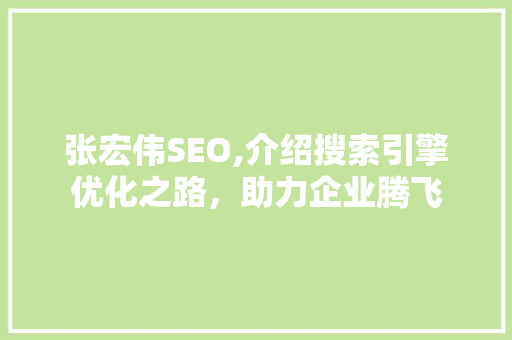 张宏伟SEO,介绍搜索引擎优化之路，助力企业腾飞