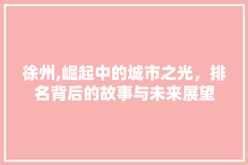 徐州,崛起中的城市之光，排名背后的故事与未来展望
