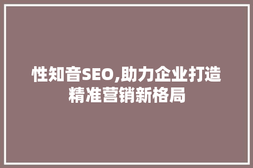 性知音SEO,助力企业打造精准营销新格局