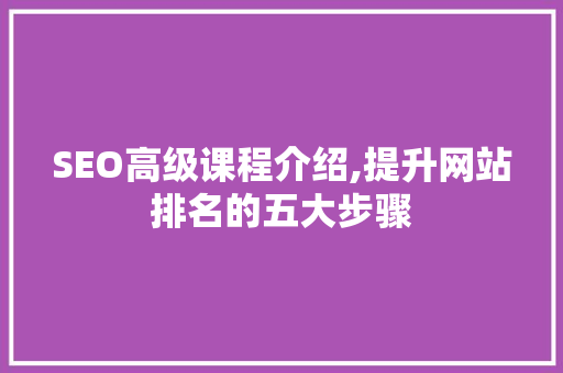 SEO高级课程介绍,提升网站排名的五大步骤