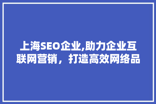 上海SEO企业,助力企业互联网营销，打造高效网络品牌形象