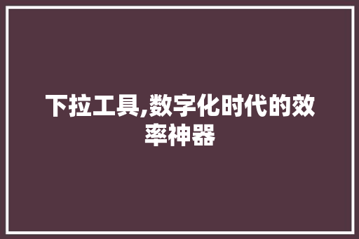 下拉工具,数字化时代的效率神器