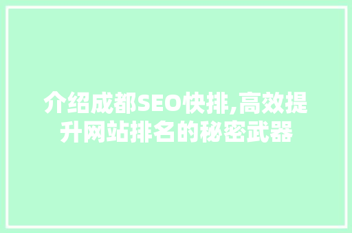 介绍成都SEO快排,高效提升网站排名的秘密武器