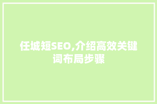 任城短SEO,介绍高效关键词布局步骤