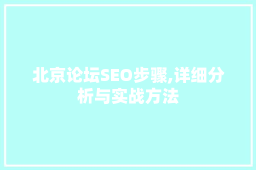 北京论坛SEO步骤,详细分析与实战方法