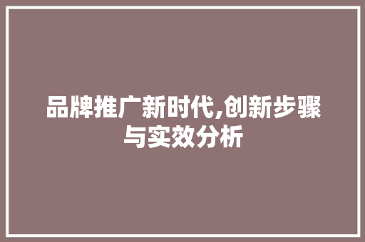 品牌推广新时代,创新步骤与实效分析