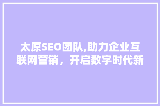 太原SEO团队,助力企业互联网营销，开启数字时代新篇章
