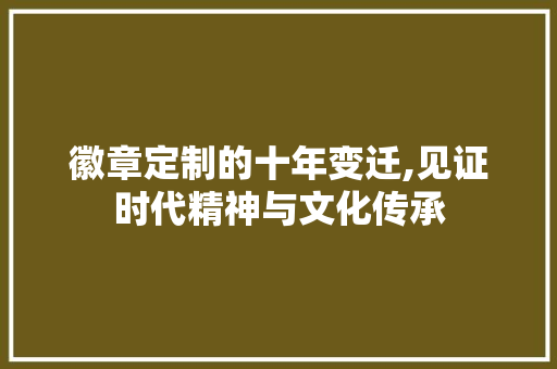 徽章定制的十年变迁,见证时代精神与文化传承