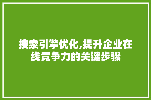 搜索引擎优化,提升企业在线竞争力的关键步骤