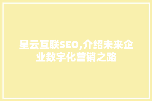 星云互联SEO,介绍未来企业数字化营销之路
