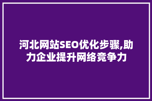 河北网站SEO优化步骤,助力企业提升网络竞争力