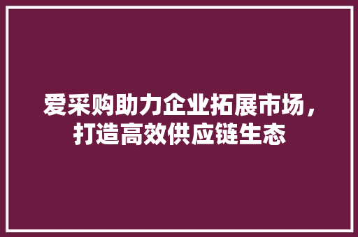 爱采购助力企业拓展市场，打造高效供应链生态