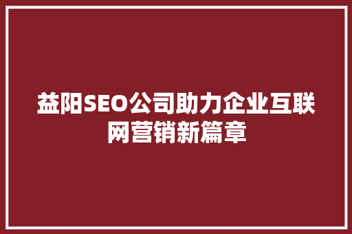 益阳SEO公司助力企业互联网营销新篇章