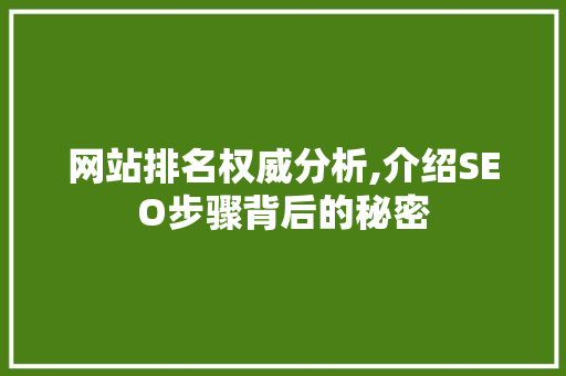 网站排名权威分析,介绍SEO步骤背后的秘密
