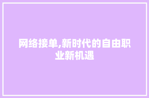 网络接单,新时代的自由职业新机遇