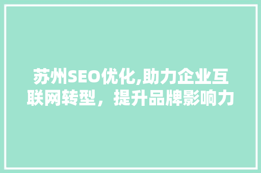 苏州SEO优化,助力企业互联网转型，提升品牌影响力
