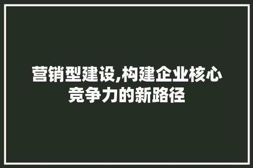 营销型建设,构建企业核心竞争力的新路径