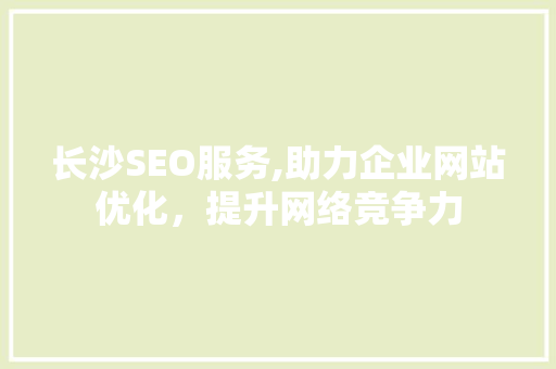长沙SEO服务,助力企业网站优化，提升网络竞争力