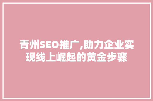 青州SEO推广,助力企业实现线上崛起的黄金步骤
