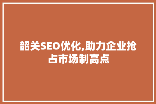 韶关SEO优化,助力企业抢占市场制高点