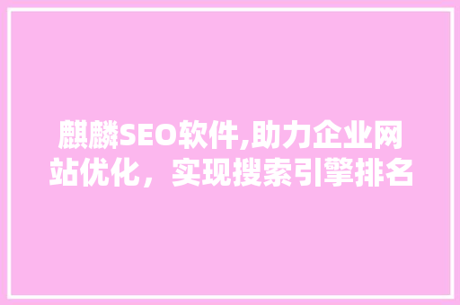 麒麟SEO软件,助力企业网站优化，实现搜索引擎排名提升