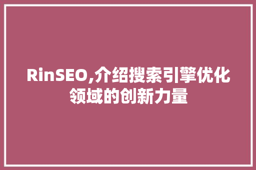 RinSEO,介绍搜索引擎优化领域的创新力量