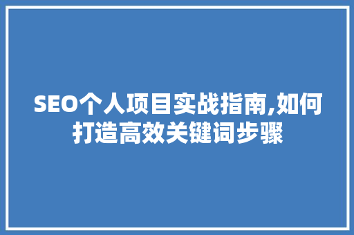 SEO个人项目实战指南,如何打造高效关键词步骤