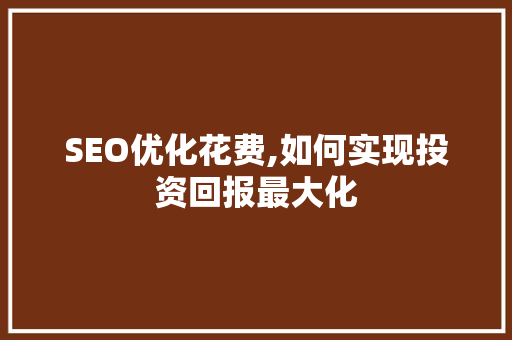 SEO优化花费,如何实现投资回报最大化