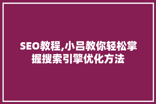 SEO教程,小吕教你轻松掌握搜索引擎优化方法 SEO教程,小吕教你轻松掌握搜索引擎优化方法