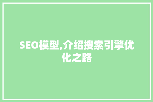 SEO模型,介绍搜索引擎优化之路