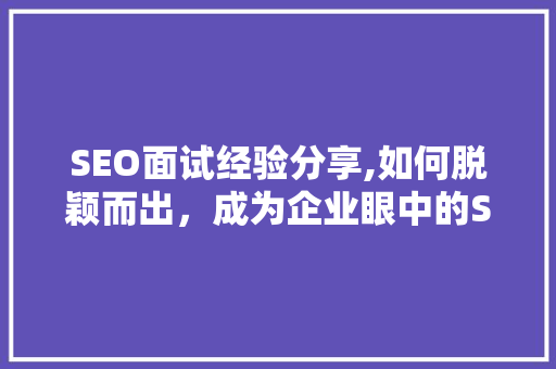 SEO面试经验分享,如何脱颖而出，成为企业眼中的SEO高手