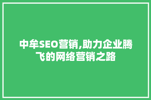 中牟SEO营销,助力企业腾飞的网络营销之路