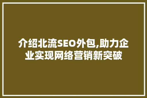介绍北流SEO外包,助力企业实现网络营销新突破