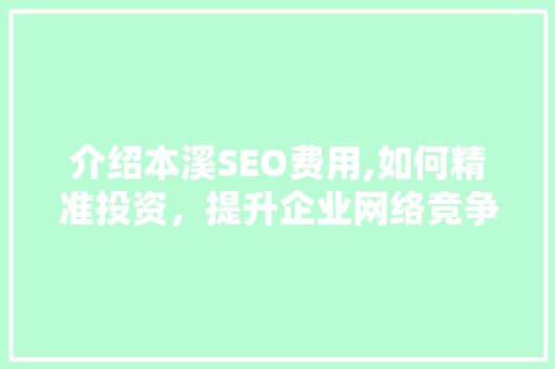 介绍本溪SEO费用,如何精准投资,提升企业网络竞争力 网络技术 介绍本溪SEO费用,如何精准投资,提升企业网络竞争力 网络技术
