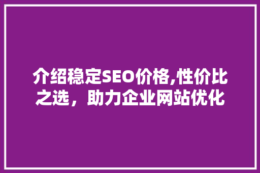 介绍稳定SEO价格,性价比之选，助力企业网站优化