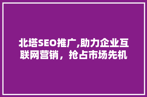 北塔SEO推广,助力企业互联网营销,抢占市场先机 北塔SEO推广,助力企业互联网营销,抢占市场先机