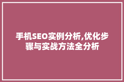 手机SEO实例分析,优化步骤与实战方法全分析